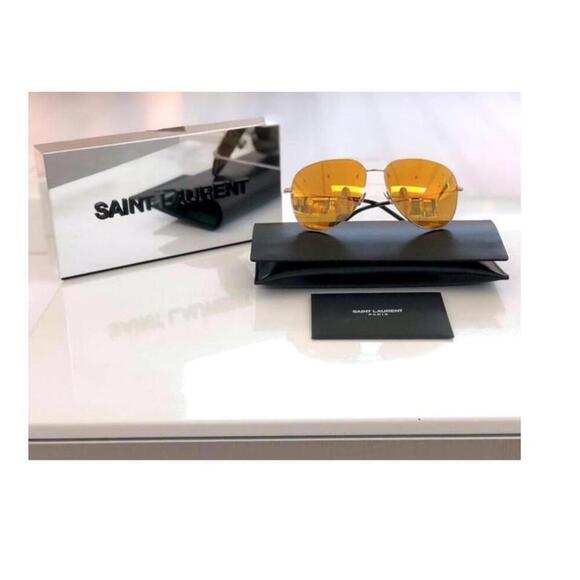 NWT Yves Saint Laurent CLASSIC 11 Silver Aviator 59mm Sunglasses main image 4